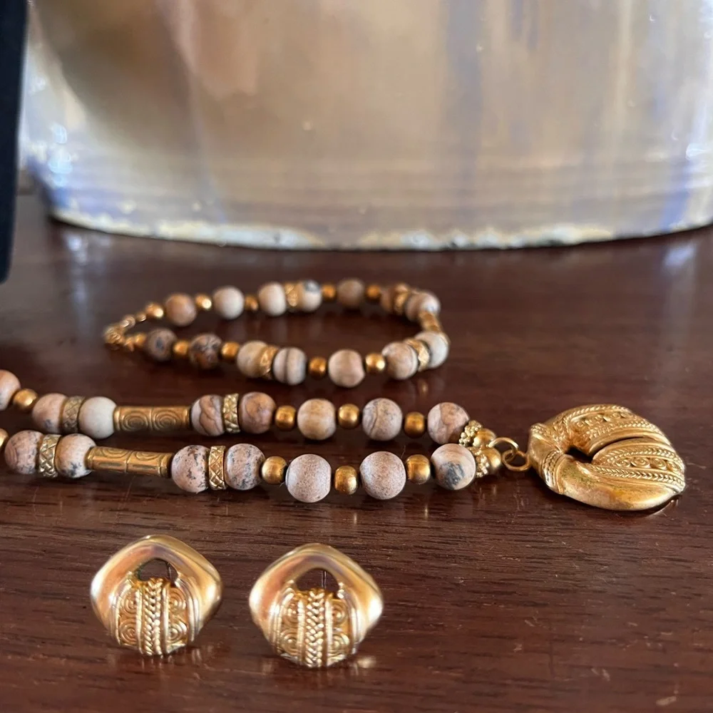 Arque Arte, 24k gold jewelry set; necklace, earrings and bracelet. Exquisite! - Picture 2 of 13